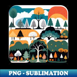 Forests of Trees Folk Art - Creative Sublimation PNG Download - Enhance Your Apparel with Stunning Detail
