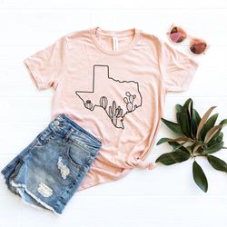 texas home shirt, texas cactus shirt, texas map silhouette tee, texas shirt, home state shirt