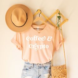 crypto & coffee tshirt , crypto shirt , investor shirt , women in banking finance shirt , finance gift, investher shirt
