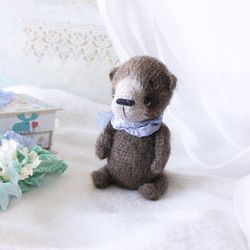 bear stuffed toy, woodland little animal, cute teddy bear, collector stuffed soft toy, animal doll for kids room decor