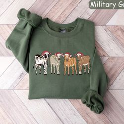 cow christmas sweatshirt, cow lover gift, christmas cow shirt, christmas crewneck, funny christmas shirt, farm christmas