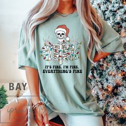 everything is fine christmas t-shirt, funny christmas t, iprintasty christmas, tangled christmas lights t-shirt, i'm fin