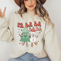 fa la la la christmas sweatshirt, holiday sweatshirt women's, holiday sweatshirt, fun christmas sweatshirt, santa fa lai