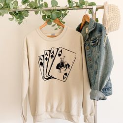 ace card cowboy sweatshirt, playing card sweat, poker card games sweatshirt, country girl sweat, western, country , cowg