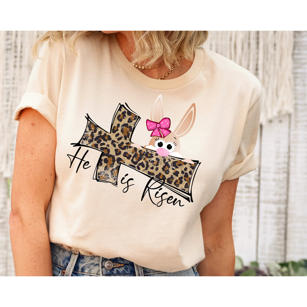 Easter He is Risen Shirt, Easter Religious Shirt, Easter Leopard Print Cross Shirt, Easter Gnomes Shirt, Bunny With Glasses Shirt,Easter Tee.jpg