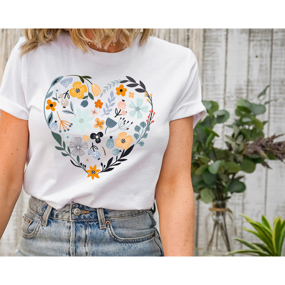 Flower Heart Shirt, Wildflower Tshirt, Wild Flowers Shirt, Floral Tshirt, Flower Shirt, Gift for Women Shirt,Ladies Shirts, Best Friend Gift.jpg