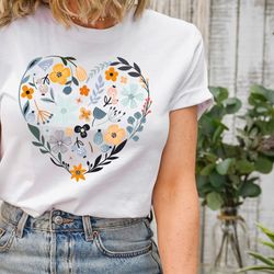 flower heart shirt, wildflower tshirt, wild flowers shirt, floral tshirt, flower shirt, gift for women shirt,ladies shir
