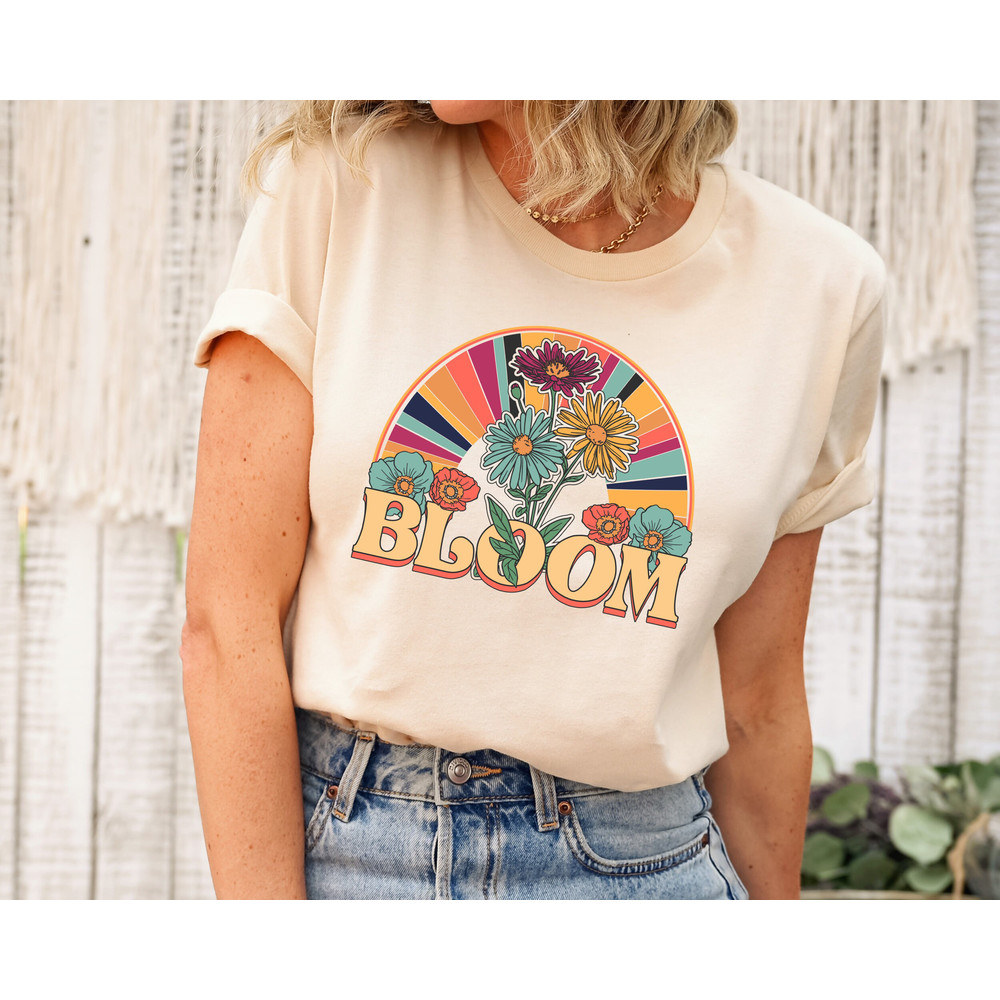 Flowers Shirt, Funny Bloom T Shirt, Cute Boho T Shirt, Floral Shirts, Retro 6Os-70s Tee, Vintage Plant Lover T-Shirt, Wildflower Gift Shirt.jpg