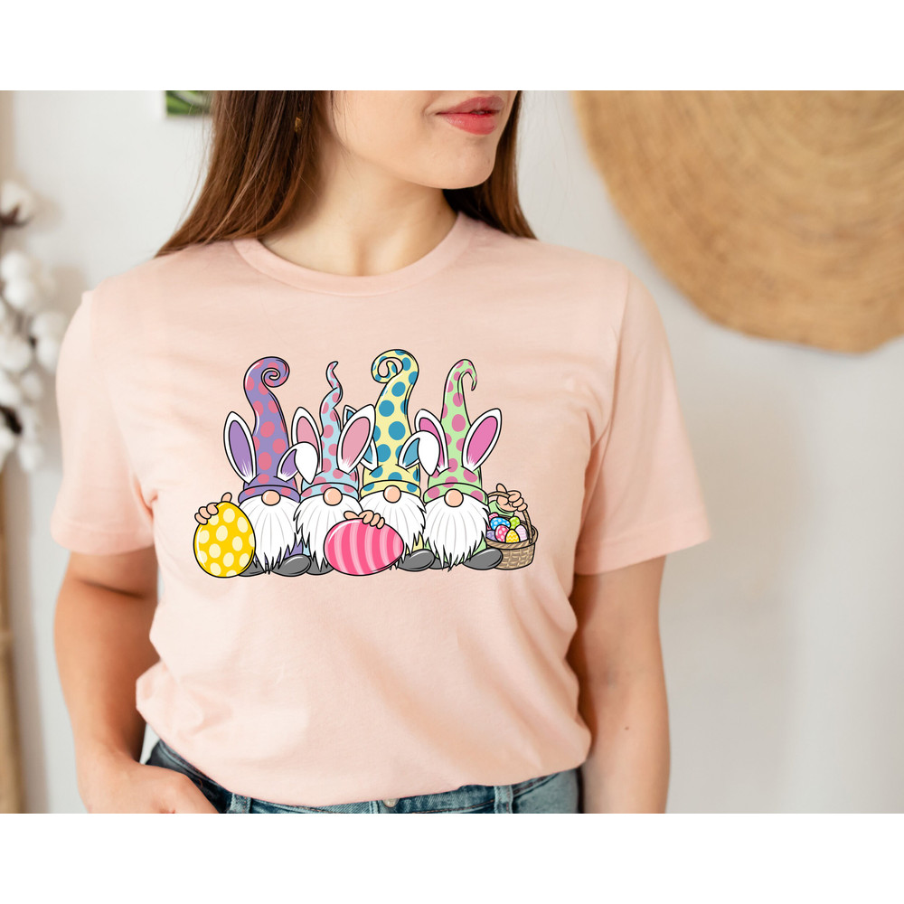 Happy Easter, Easter Gnomes Shirt, Easter Gnomes Cute Bunny Shirt, Gnomes Easter Shirt, Bunny With Glasses Shirt, Easter Shirt, Easter Tee.jpg