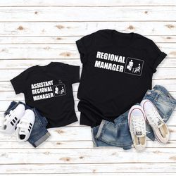 regional manager, assistant to the regional manager dad & baby matching shirts, the office, big little shirts, father's