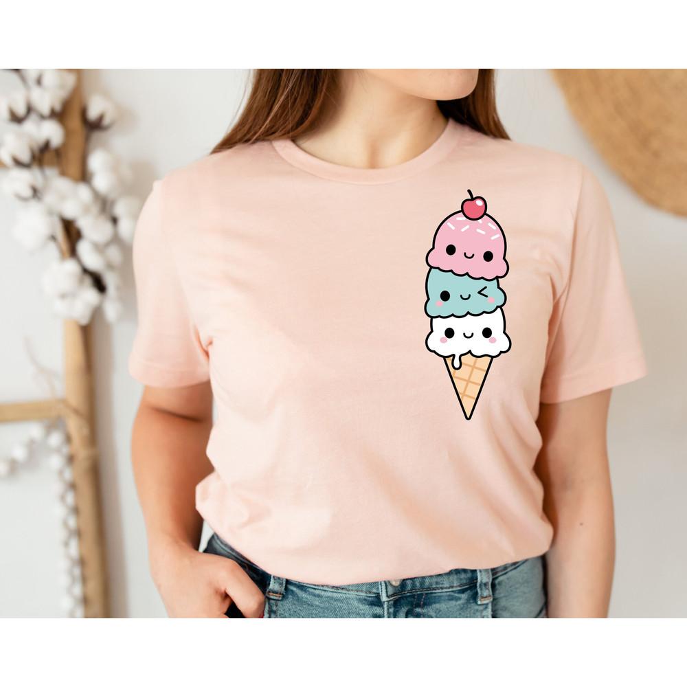 Ice Cream Shirt, Kawaii Ice Cream T-Shirt, Ice Cream Lovers T-Shirt, Ice Cream Tees, Ice Cream Lover, Summer Shirt, Cute Ice Cream Shirt.jpg