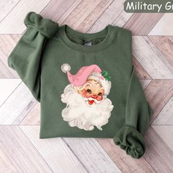 retro santa sweatshirt, santa sweater, christmas santa shirt, holiday clothing women, christmas crewneck, new year shirt