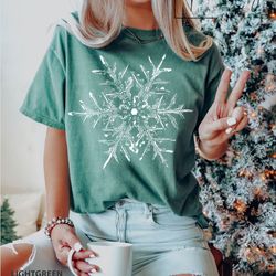 snowflake t-shirt, holiday t-shirt, matching christmas shirt, family christmas gift, snow flake tee, iprintasty christma