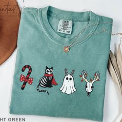 spooky christmas tshirt, christmas ghost shirt, cute christmas tee, comfort color, iprintasty christmas, christmas blac