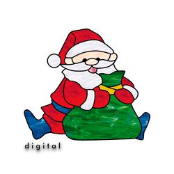 Santa Claus with Gifts Stained Glass Pattern