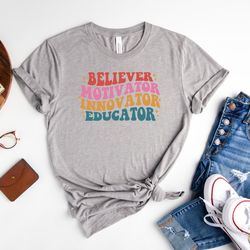 believer motivator innovator educator shirt, teacher shirt, teacher appreciation t-shirt, 2nd grade teacher tee, math te