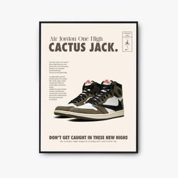 air jordan 1 travis scott poster, cactus jack poster, hypebeast poster, hypebeast art, travis scott jordan, digital art