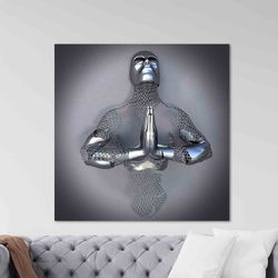 wall art 3d silver human canvas, gray and silver printed,