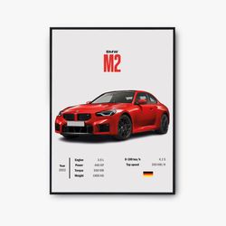 bmw m2 poster, supercar wall art, car poster for boy bedroom, luxury car wall art, digital art print.jpg