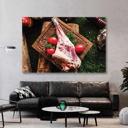 butcher shop red meat kitchen decor restaurant roll up canvas, stretched canvas art, framed wall art painting