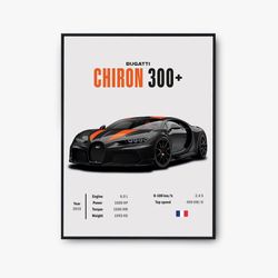 bugatti chiron poster, bugatti poster, supercar wall art, car poster for boy bedroom, luxury car wall art, wall art digi