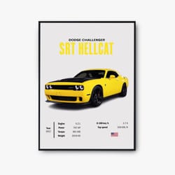 dodge challenger srt hellcat, challenger poster, supercar wall art, car poster, luxury car wall art, wall art digital ar