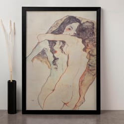 egon schiele , two women embracing 1911, lesbian wall art, canvas wall art.jpg