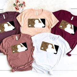 leopard baseball spirit wear shirt, baseball t-shirt, game day shirt, birthday shirt gift for baseball mom, sports mom s