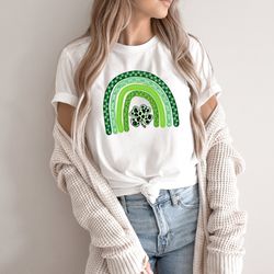 st patrick day rainbow shirt, four leaf clover, st pattys day tee, lucky gift shirt, irish t-shirt, shamrock shirt