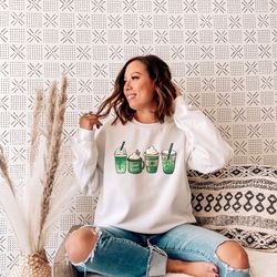 st patricks day coffee sweatshirt, lucky latte sweat, irish sweatshirt, st patty's day, irish shamrock clover