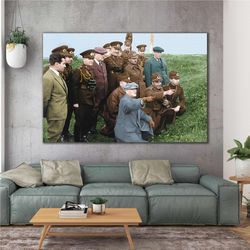 ataturk and soldiers mass shoot photo nostalgia roll up canvas, stretched canvas art, framed wall art painting