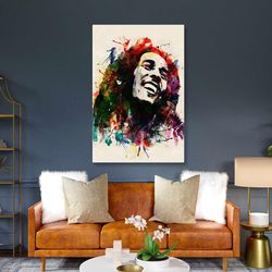 bob marley graffiti famous singer roll up canvas, stretched canvas art, framed wall art painting