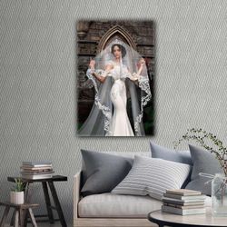 bride model wedding dress veil lace roll up canvas stretched canvas art roll up canvas, stretched canvas art, framed wal