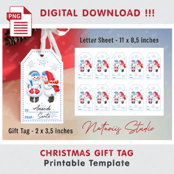 Cute Christmas Gift Tag - Printable template - Gift Tag