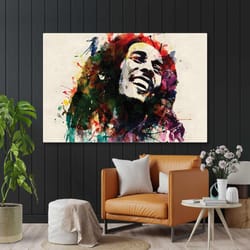 bob marley illustration street art music roll up canvas, stretched canvas art, framed wall art painting