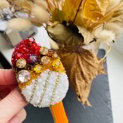 ice cream brooch, fake food pin, crystal brooch