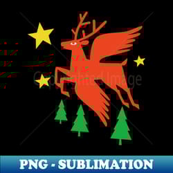 red deer with wings flies above the pines towards the stars with wings flies above the pines towards the stars - retro png sublimation digital download - perfect for sublimation mastery