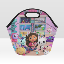 gabbys dollhouse neoprene lunch bag, lunch box