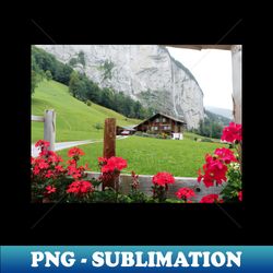 Waterfall in Lauterbrunnen Switzerland - Landscape Photo - Decorative Sublimation PNG File - Perfect for Sublimation Art