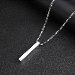 stainless steel rectangle bar pendant necklace