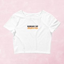 jonas brothers burnin' up semi-sheer fitted crop tee