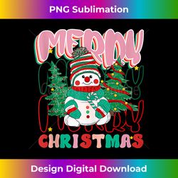 Merry Christmas Snowman Christmas Holiday Men Women Tank Top - Futuristic PNG Sublimation File - Tailor-Made for Sublimation Craftsmanship