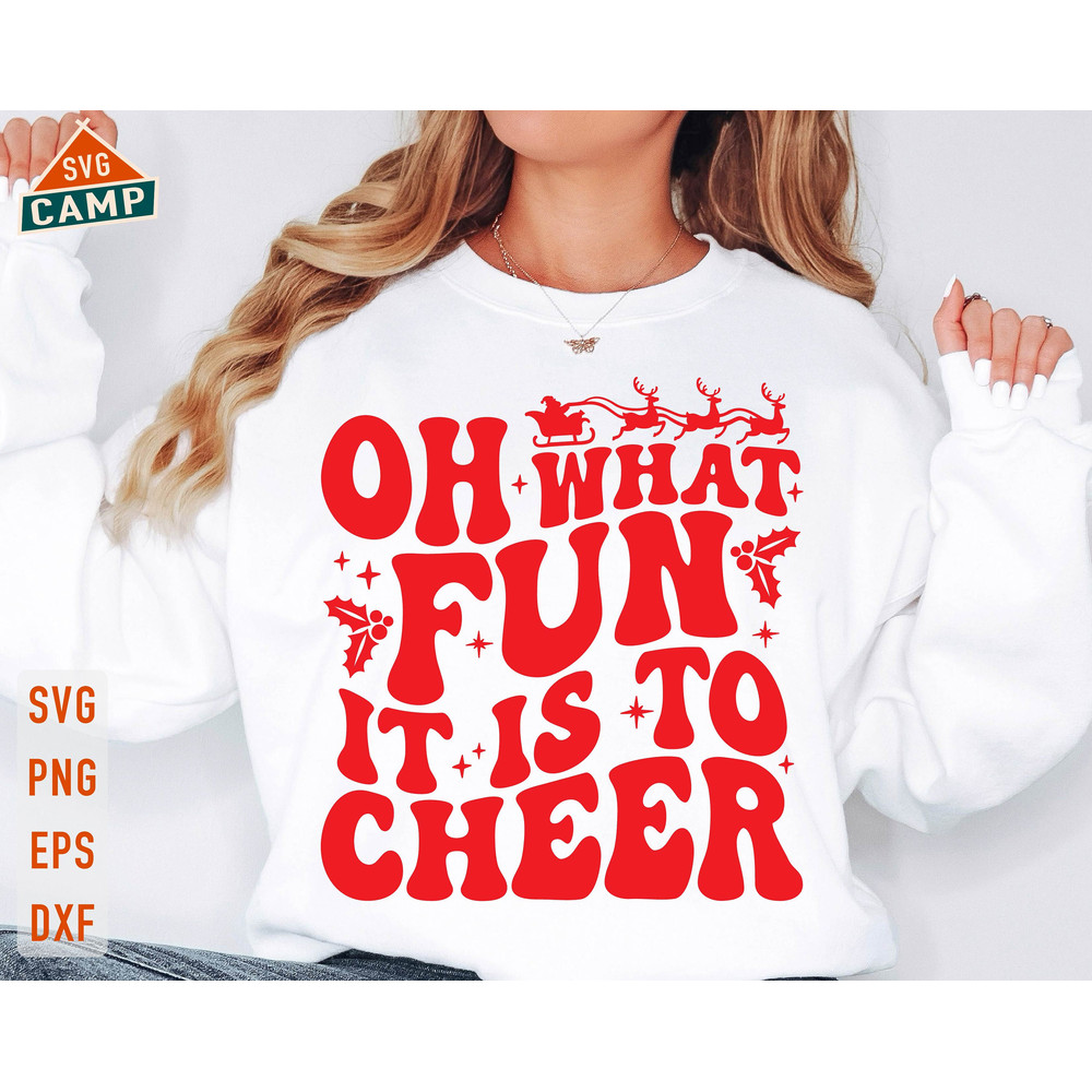 Oh What Fun it is to Cheer Svg, Funny Christmas Cheerleader, Christmas Cheer Svg, Cheerleader Christmas Ornament, Cheerleader Christmas Svg.jpg