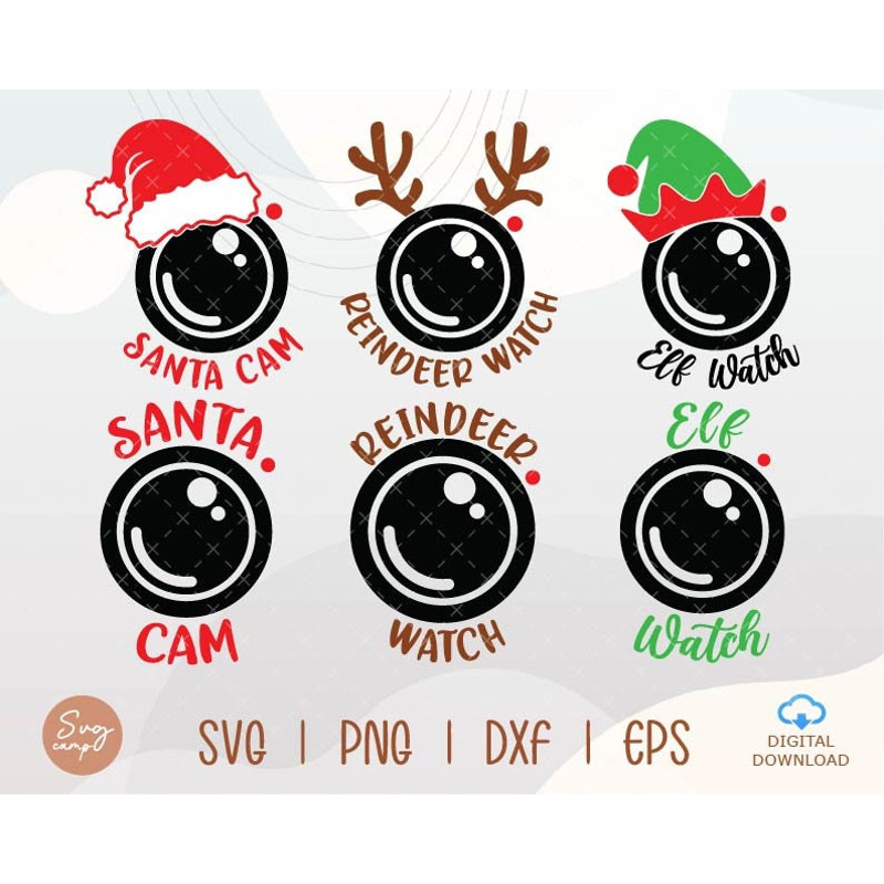Santa Cam Svg, Elf Watch Svg, Reindeer Watch Svg, Christmas Ornament Svg, Funny Christmas Svg, Christmas Bundle Svg Files For Cricut.jpg