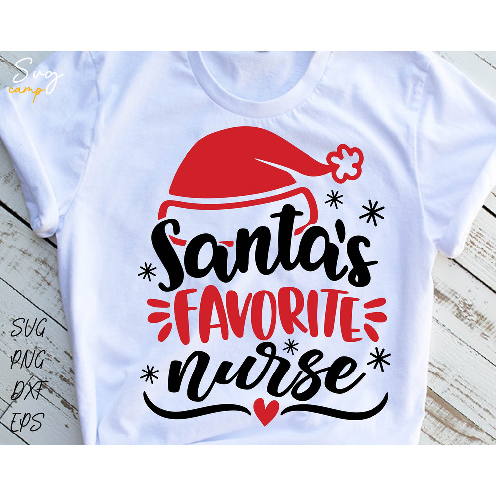 Santa's Favorite Nurse Svg, Christmas Nurse Svg, Christmas Nurse Crew Svg, Santa Nurse Svg, Holiday Nurse Shirt Svg Files For Cricut.jpg