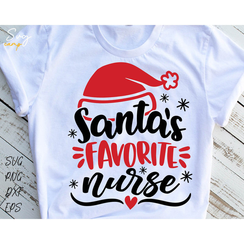 Santa's Favorite Nurse Svg, Christmas Nurse Svg, Christmas Nurse Crew Svg, Santa Nurse Svg, Holiday Nurse Shirt Svg Files For Cricut.jpg