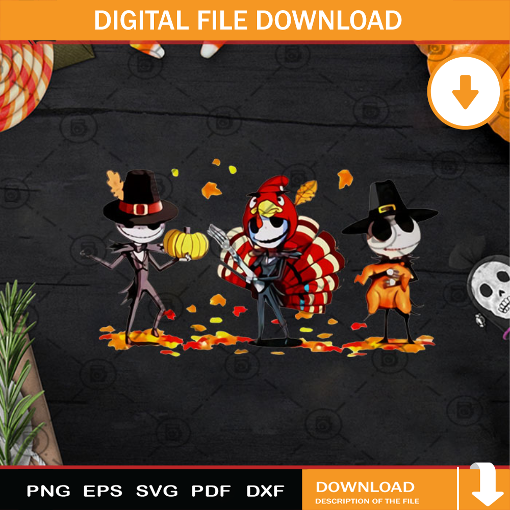 Jack Skellington Halloween Thanksgiving PNG, Jack Skellington PNG, Thanksgiving PNG, Turkey PNG, Angry Bird PNG.jpg