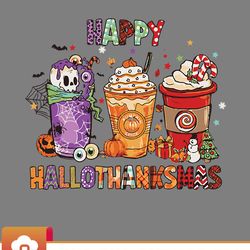 Happy Hallothanksmas Coffee Latte Halloween Thanksgiving Great Cute SVG  WildSvg