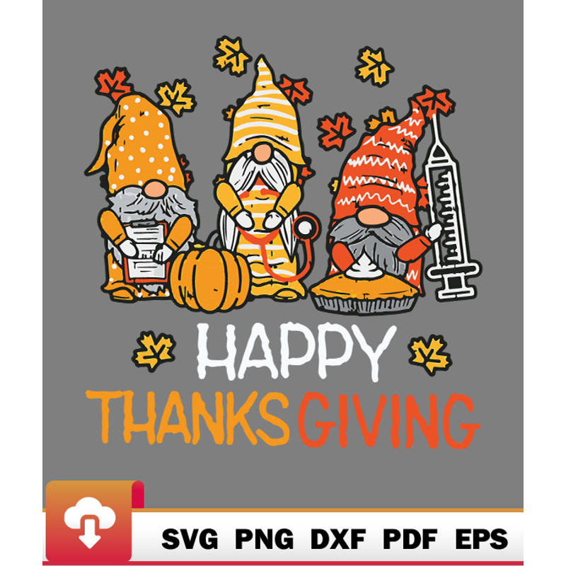 Thanksgiving SVG, Happy Thanksgiving Nurse Gnomes Fall Scrub Top SVG - WildSvg.jpg