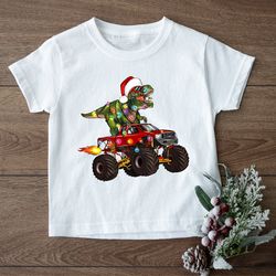 christmas t-rex dinosaur monster truck shirt, funny christmas kids t-shirt, christmas grandson shirt gift idea, holiday